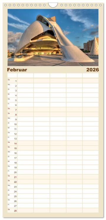 Produktbild: Familienplaner 2026 - Moderne Architektur in Valencia mit 5 Spalten (Wandkalender, 21 x 45 cm) CALVENDO