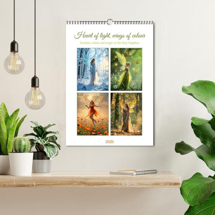Produktbild: Heart of light, wings of colour - Emotion, colour and magic in the fairy kingdom (Wall Calendar 2026 DIN A3 portrait), CALVENDO 12 Month Wall Calendar