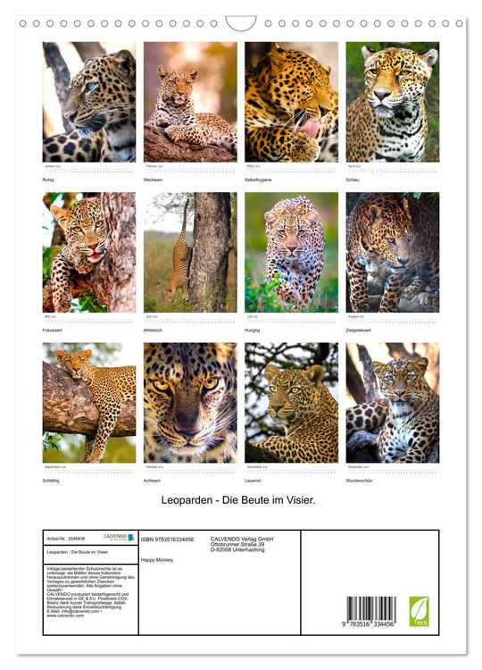 Produktbild: Leoparden - Die Beute im Visier. (Wandkalender 2026 DIN A3 hoch), CALVENDO Monatskalender