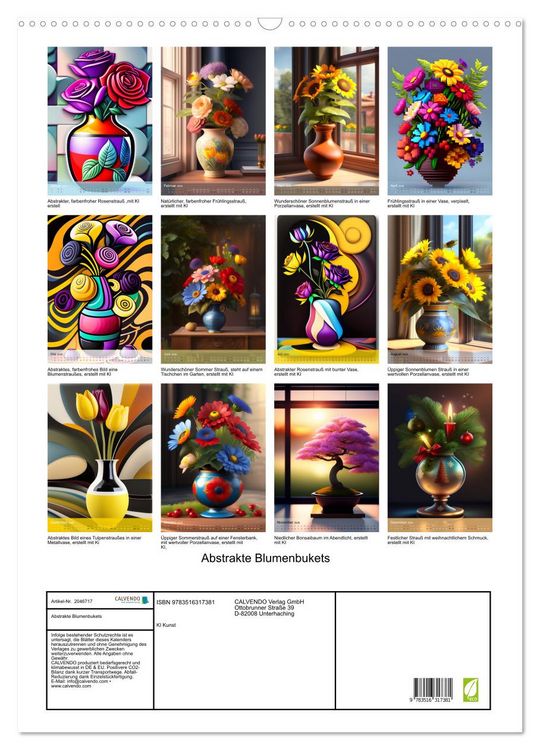 Produktbild: Abstrakte Blumenbukets (Wandkalender 2026 DIN A2 hoch), CALVENDO Monatskalender