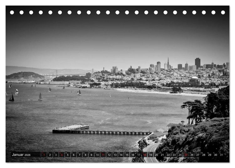 Produktbild: SAN FRANCISCO Monochrome Ansichten (Tischkalender 2026 DIN A5 quer), CALVENDO Monatskalender