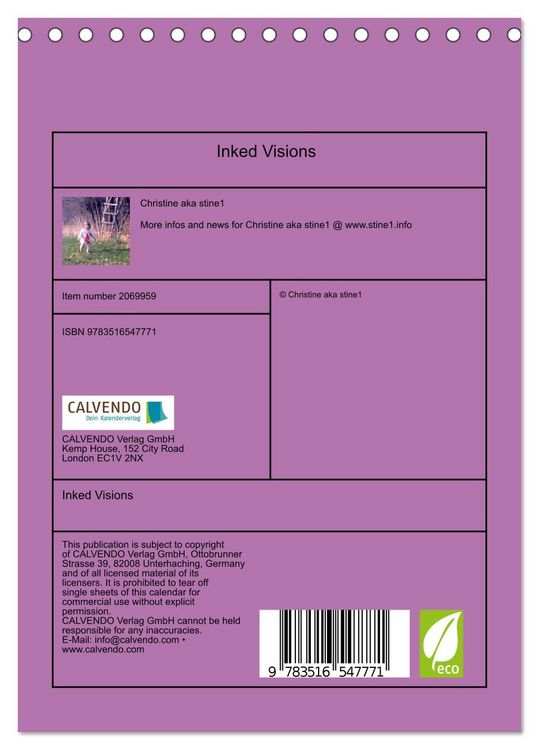 Produktbild: Inked Visions (Desk Calendar 2026 DIN A5 portrait), CALVENDO 12 Month DeskCalendar