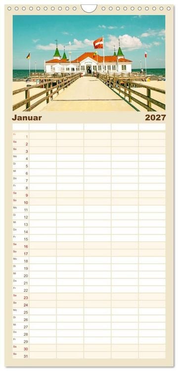 Produktbild: Familienplaner 2027 - Usedom - ein Traumreiseziel mit 5 Spalten (Wandkalender, 21 x 45 cm) CALVENDO