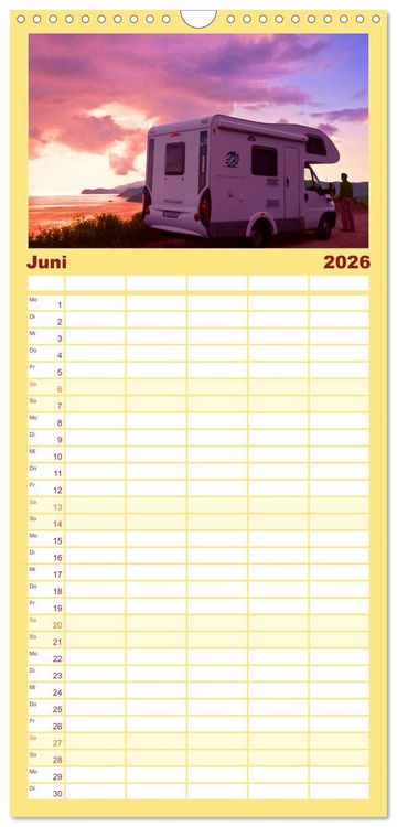 Produktbild: Familienplaner 2026 - Wohnmobil-Reisen mit 5 Spalten (Wandkalender, 21 x 45 cm) CALVENDO