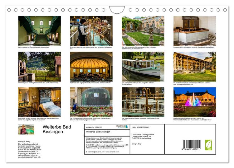 Produktbild: Welterbe Bad Kissingen (Wandkalender 2026 DIN A4 quer), CALVENDO Monatskalender