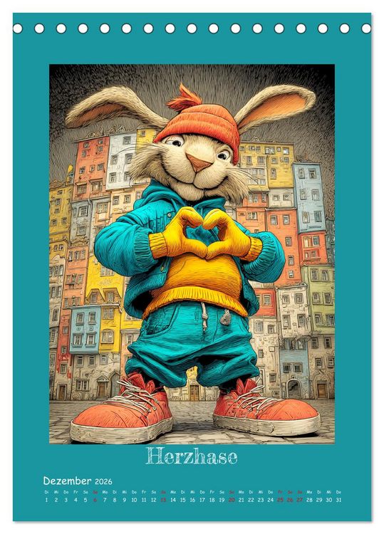 Produktbild: Urban Rabbits. Coole Stadthasen mit Charakter (Tischkalender 2026 DIN A5 hoch), CALVENDO Monatskalender