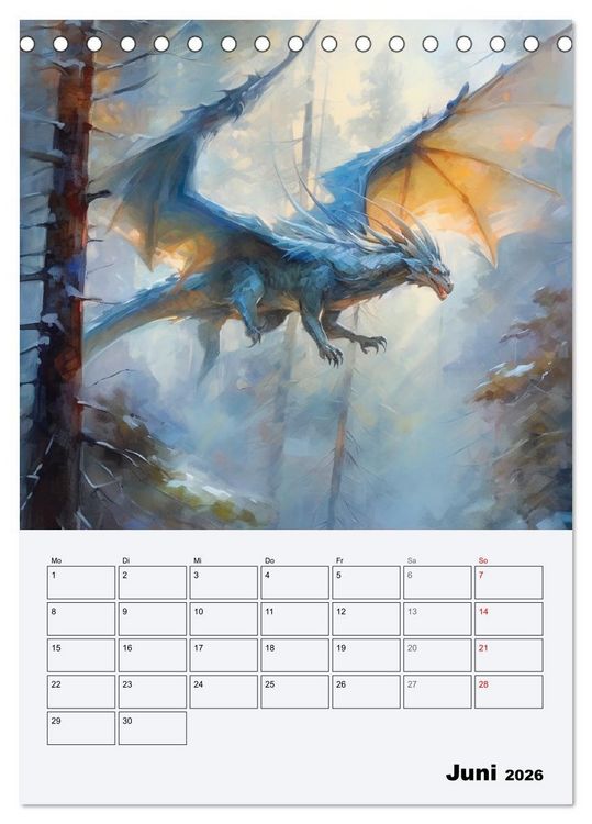 Produktbild: Drachenland. Gef&uuml;rchtete Fabelwesen im Gotik-Stil (Tischkalender 2026 DIN A5 hoch), CALVENDO Monatskalender