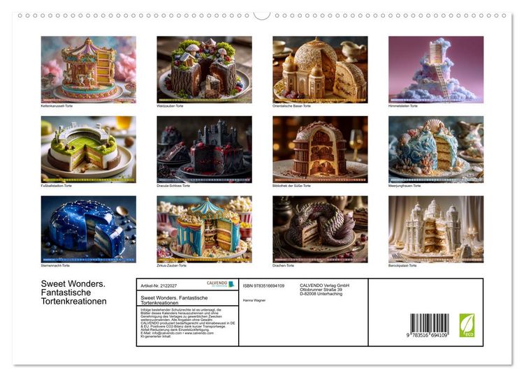 Produktbild: Sweet Wonders. Fantastische Tortenkreationen (hochwertiger Premium Wandkalender 2026 DIN A2 quer), Kunstdruck in Hochglanz