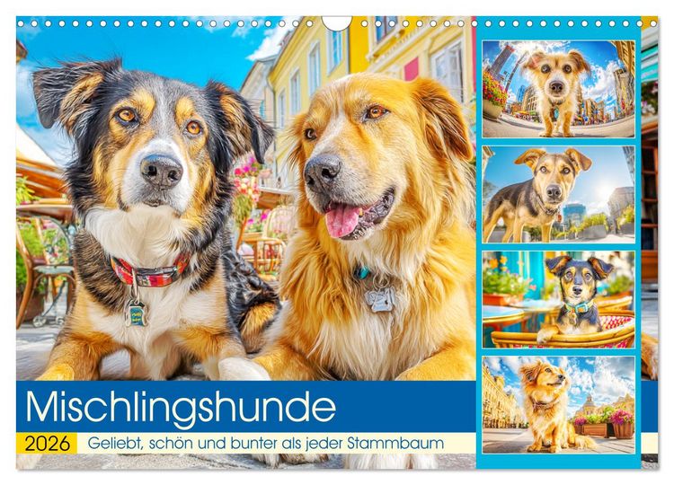 Produktbild: Mischlingshunde. Geliebt, sch&ouml;n und bunter als jeder Stammbaum (Wandkalender 2026 DIN A3 quer), CALVENDO Monatskalender