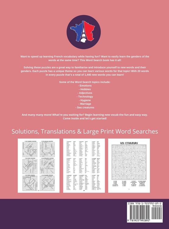 Produktbild: Learn French With Word Search Puzzles - 68 Mots M&ecirc;l&eacute;s