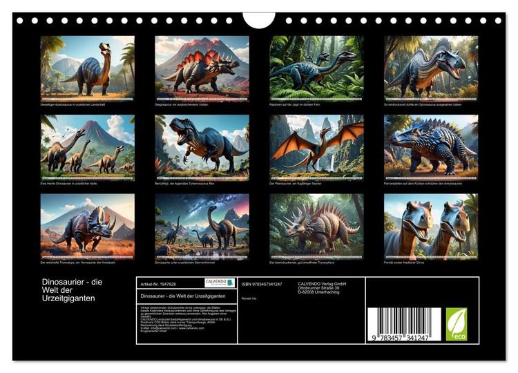 Produktbild: Dinosaurier - die Welt der Urzeitgiganten (Wandkalender 2026 DIN A4 quer), CALVENDO Monatskalender