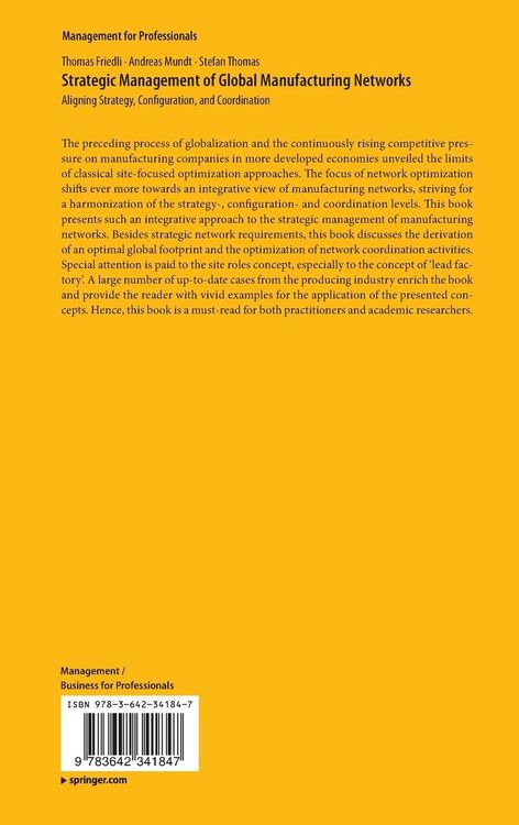 Produktbild: Strategic Management of Global Manufacturing Networks
