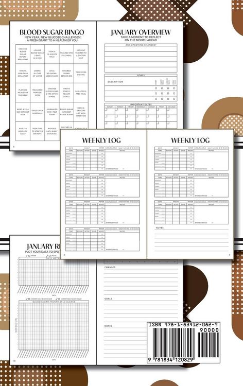 Produktbild: 1-Year Daily Blood Sugar Journal (Medical Plasters Multi-Color Dark Skin Tone)
