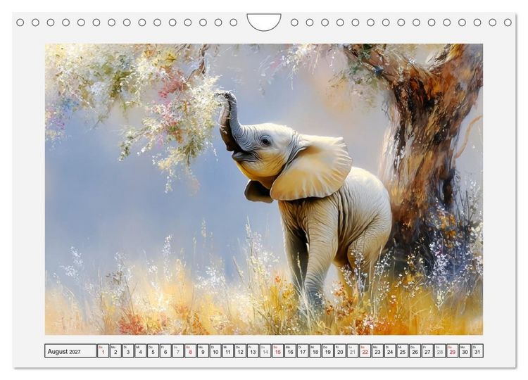 Produktbild: Elefanten. Graue Riesenbabys im Grasland (Wandkalender 2027 DIN A4 quer), CALVENDO Monatskalender