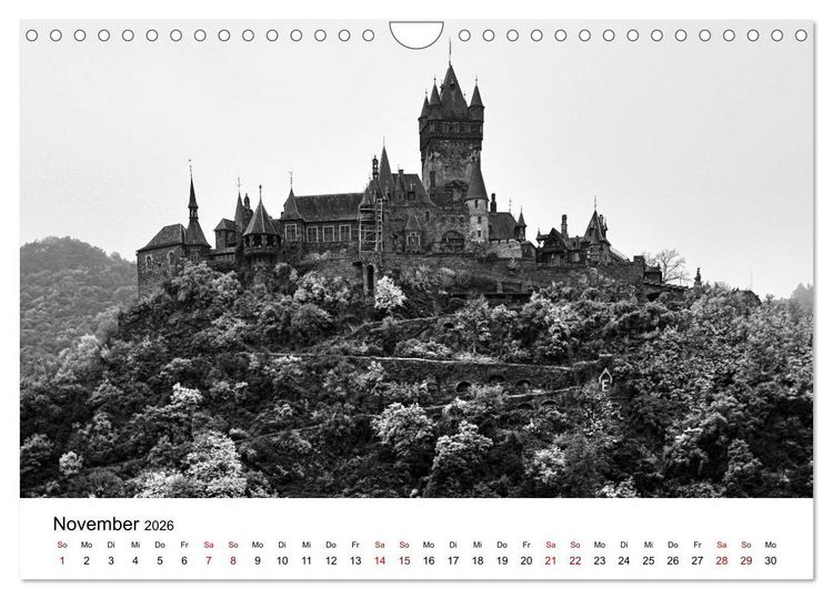 Produktbild: Burgen in schwarzwei&szlig; - Wie aus alten Zeiten (Wandkalender 2026 DIN A4 quer), CALVENDO Monatskalender