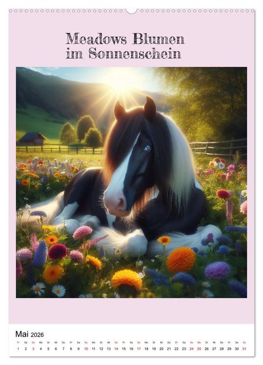 Produktbild: Tinker Ponys - Magische Momente, Gypsy Vanner f&uuml;r M&auml;dchen (Wandkalender 2026 DIN A2 hoch), CALVENDO Monatskalender