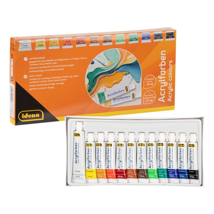 Produktbild: Idena Set Acrylfarben 11x12ml + 1x21ml