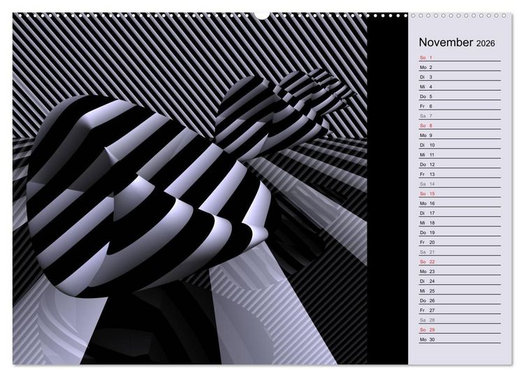 Produktbild: 3 Dimensionen - 2 Farben (Wandkalender 2026 DIN A2 quer), CALVENDO Monatskalender