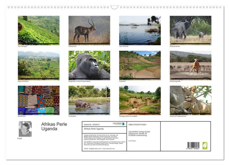 Produktbild: Afrikas Perle Uganda (Wandkalender 2026 DIN A2 quer), CALVENDO Monatskalender