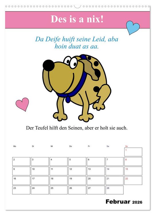 Produktbild: So a Schmarrn! Bairische Mundart (Wandkalender 2026 DIN A2 hoch), CALVENDO Monatskalender