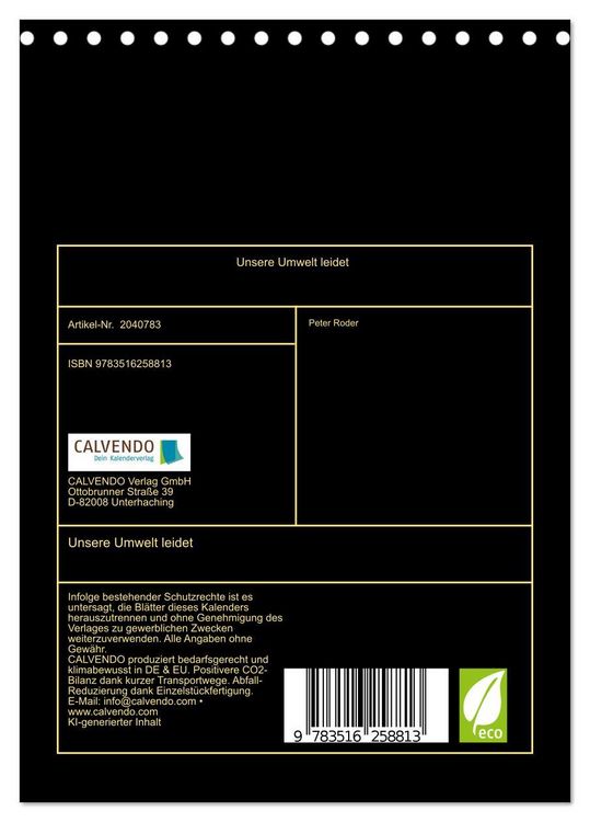 Produktbild: Unsere Umwelt leidet (Tischkalender 2026 DIN A5 hoch), CALVENDO Monatskalender