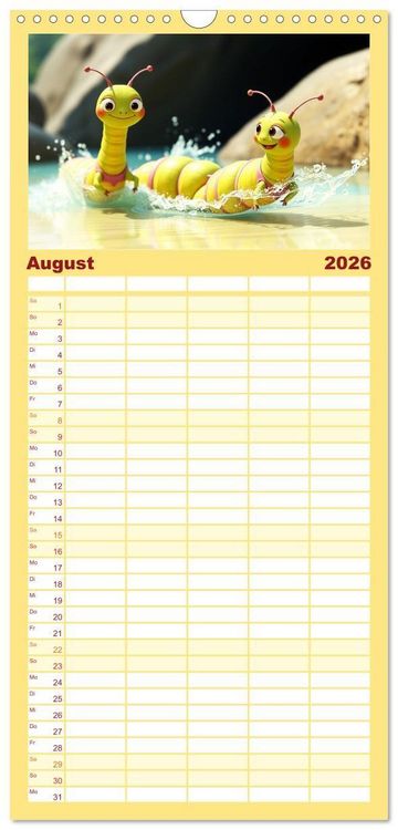 Produktbild: Familienplaner 2026 - Raupen-Rabatz - Ein Jahr voller Krabbelspa&szlig; mit 5 Spalten (Wandkalender, 21 x 45 cm) CALVENDO
