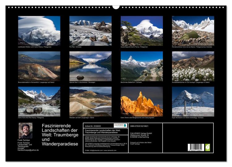 Produktbild: Faszinierende Landschaften der Welt: Traumberge und Wanderparadiese (Wandkalender 2026 DIN A2 quer), CALVENDO Monatskalender