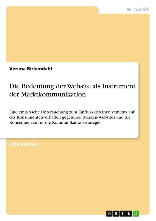 Produktbild: Die Bedeutung der Website als Instrument der Marktkommunikation