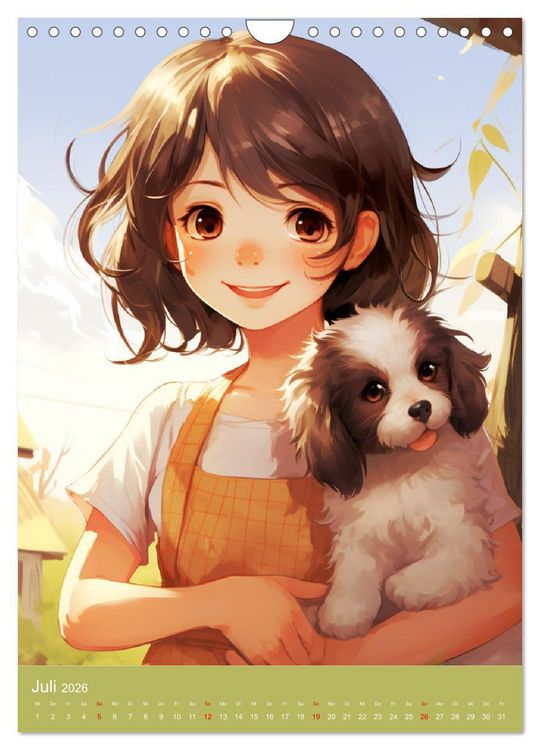 Produktbild: Ein Jahr voller Liebe. Manga-M&auml;dchen und ihre treuen Gef&auml;hrten (Wandkalender 2026 DIN A4 hoch), CALVENDO Monatskalender