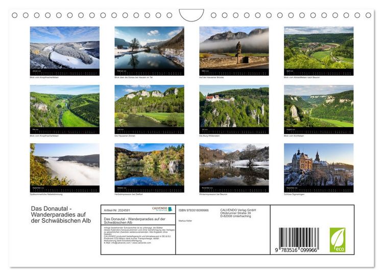 Produktbild: Das Donautal - Wanderparadies auf der Schw&auml;bischen Alb (Wandkalender 2026 DIN A4 quer), CALVENDO Monatskalender
