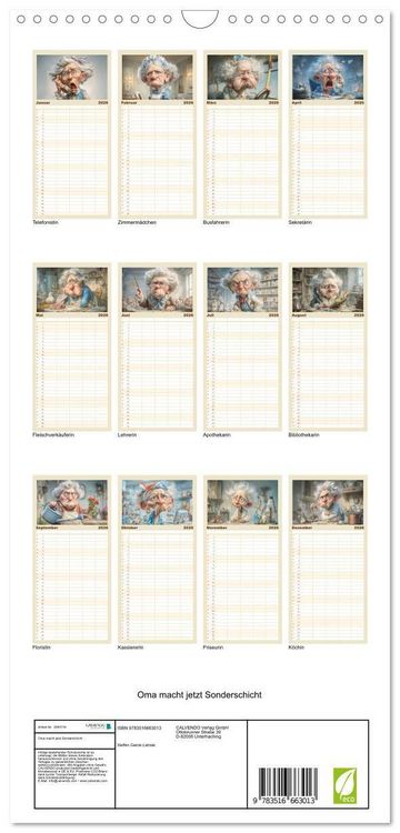 Produktbild: Familienplaner 2026 - Oma macht jetzt Sonderschicht mit 5 Spalten (Wandkalender, 21 x 45 cm) CALVENDO