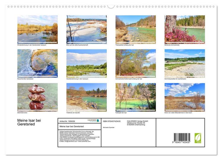 Produktbild: Meine Isar bei Geretsried (hochwertiger Premium Wandkalender 2026 DIN A2 quer), Kunstdruck in Hochglanz
