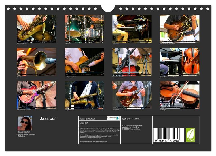 Produktbild: Jazz pur (Wandkalender 2026 DIN A4 quer), CALVENDO Monatskalender