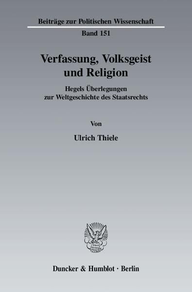 Produktbild: Verfassung, Volksgeist und Religion.