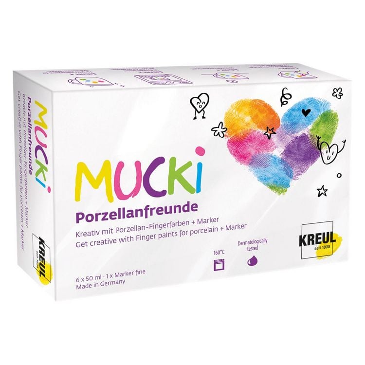 Produktbild: MUCKI Porzellanfreunde Set mit Porzellan-Fingerfarben + Marker, 6 x 50ml