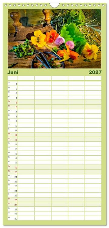 Produktbild: Familienplaner 2027 - Zeitreise auf dem K&uuml;chentisch mit 5 Spalten (Wandkalender, 21 x 45 cm) CALVENDO