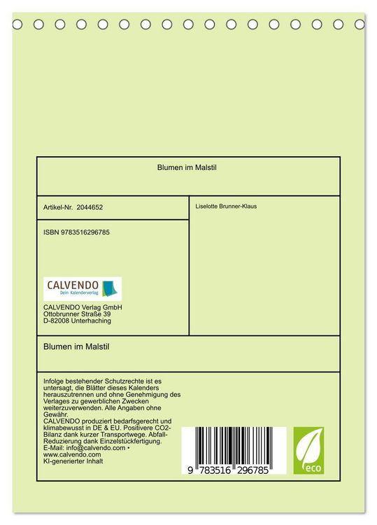 Produktbild: Blumen im Malstil (Tischkalender 2026 DIN A5 hoch), CALVENDO Monatskalender