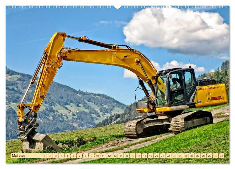 Produktbild: Bagger - kraftvolle Arbeitsmaschinen (hochwertiger Premium Wandkalender 2026 DIN A2 quer), Kunstdruck in Hochglanz