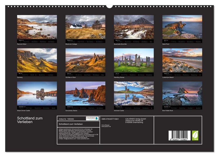 Produktbild: Schottland zum Verlieben (hochwertiger Premium Wandkalender 2026 DIN A2 quer), Kunstdruck in Hochglanz