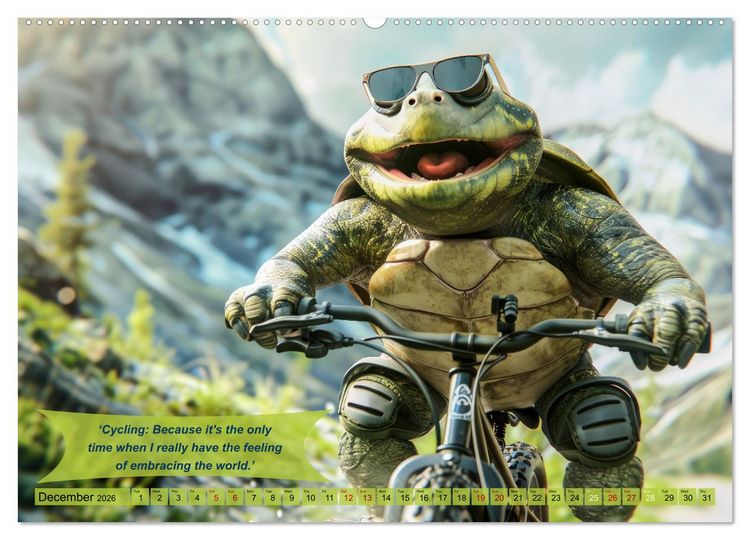 Produktbild: Funny charming animals on a bicycle (High Quality Premium Wall Calendar 2026 DIN A2 landscape),CALVENDO 12 Month Wall Calendar