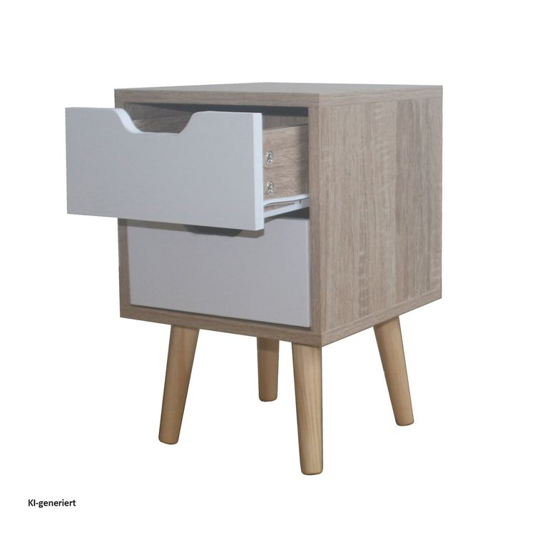 Produktbild: HTI-Living HTI-Living Nachttisch 2 Schubladen 2er-Set Thekla Sonoma Wei&szlig;