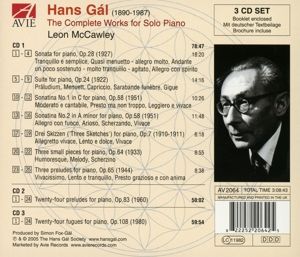 Produktbild: Hans Gal: The Complete Works for Solo Piano