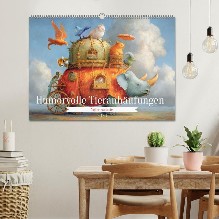 Produktbild: Humorvolle Tieranh&auml;ufungen - Voller Fantasie (Wandkalender 2026 DIN A2 quer), CALVENDO Monatskalender