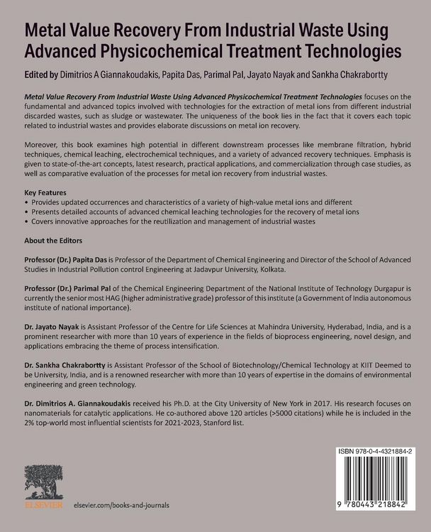 Produktbild: Metal Value Recovery from Industrial Waste Using Advanced Physicochemical Treatment Technologies