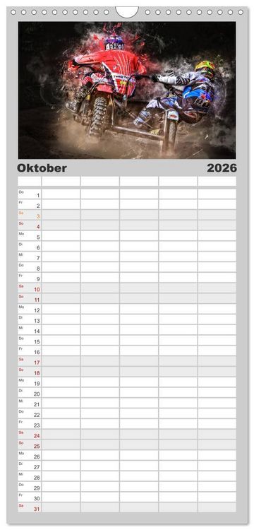 Produktbild: Familienplaner 2026 - Seitenwagen Motocross mit 5 Spalten (Wandkalender, 21 x 45 cm) CALVENDO