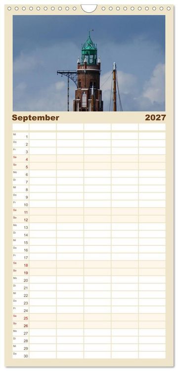 Produktbild: Familienplaner 2027 - An der Nordsee mit 5 Spalten (Wandkalender, 21 x 45 cm) CALVENDO
