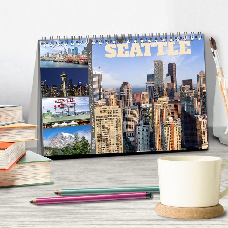 Produktbild: SEATTLE Unvergessliche Tour durch die Stadt und das Umland (Tischkalender 2026 DIN A5 quer), CALVENDO Monatskalender
