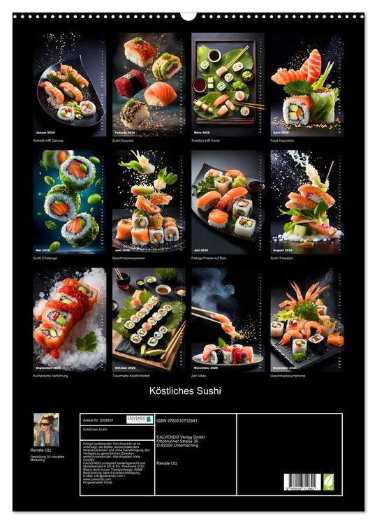 Produktbild: K&ouml;stliches Sushi (Wandkalender 2026 DIN A2 hoch), CALVENDO Monatskalender