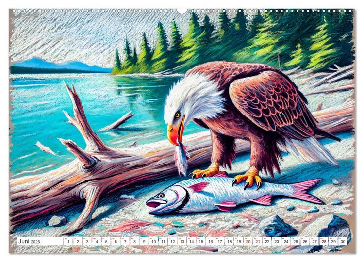 Produktbild: Der Ruf des Adlers - Majest&auml;tischer K&ouml;nig der L&uuml;fte in Aktion (Wandkalender 2026 DIN A2 quer), CALVENDO Monatskalender
