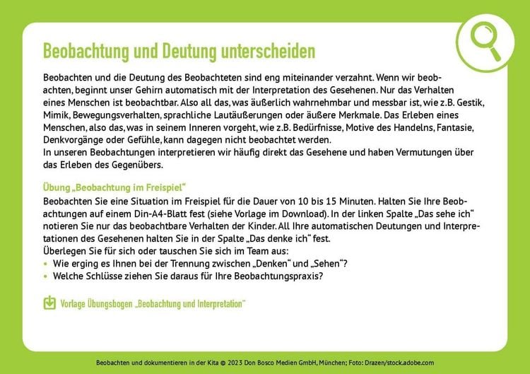 Produktbild: Beobachten und dokumentieren in der Kita